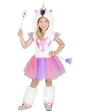 Süsse Einhorn Prinzessin Kinderkostüm für Mädchen weiss-pink-violett - female - KARNEVAL-MEGASTORE - FashionsVida