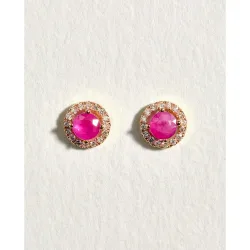 Pendientes de oro con diamante y rubí