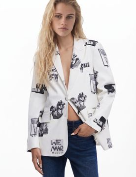 Americana collage, Mujer, Algodon, Blanco, XS