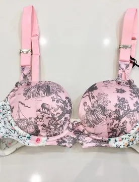 Romantic Toile & Flowers Print Pad Bra & Thong Set - Chantal Thomass - FashionsVida