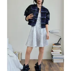 Bomber de mujer cuadros bordada