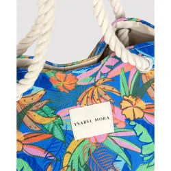 Bolso de playa de tela estampado tropical