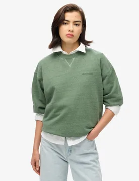Superdry Damen Überfärbtes Essential Sweatshirt mit Logo Grün - Größe: 44 - 79.99 - FashionsVida