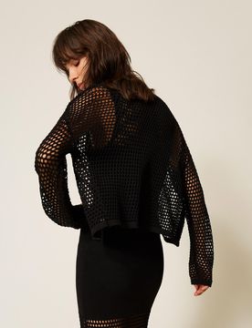 Cardigan en maille point filet