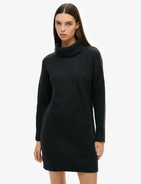 Superdry Damen Strickpulloverkleid mit Rollkragen Marineblau - Größe: 44 - 99.99 - FashionsVida