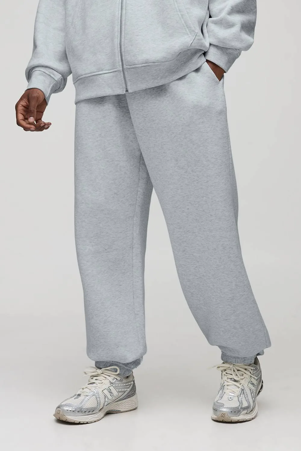 Herren Tall Basic Oversized Jogginghose Grey Marl Größe Large - boohooMAN - FashionsVida