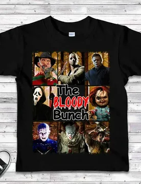 The Bloody Bunch Horror Movie Characters Halloween Gift T-Shirt 100% Cotton O-Neck Short Sleeve Casual Mens T-shirt Size S-3XL - Aliexpress - FashionsVida