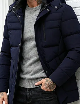 Chaqueta de invierno con capucha y cremallera de manga larga para hombres - Shein - FashionsVida
