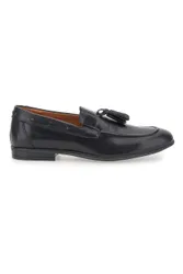 Mocassini neri in pelle con nappine Made in Italy 071 44