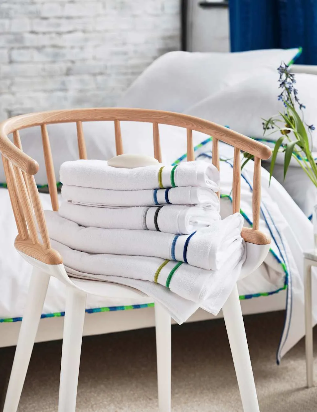Pure Cotton Embroidered Towel Silver Mix - Designers Guild - FashionsVida