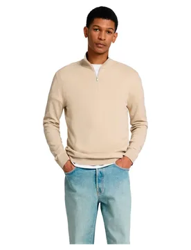 Pull à Demi-zip Berg Oatmeal / Melange XL - Selected - FashionsVida