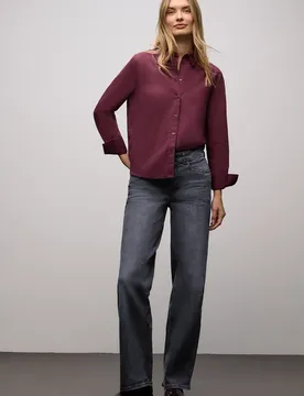 Wide Leg Jeans female Grau