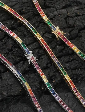 YLMyself Rainbow Tennis Necklace 3x3MM Square CZ Brass Chain 16/18 Inch Choker Jewelry For Women Men - Aliexpress - FashionsVida