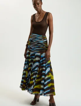 Womens Viscose Georgette Animal Print Drop Hem Woven Maxi Skirt - Multicolour - Size 6 Uk - Karen millen - FashionsVida