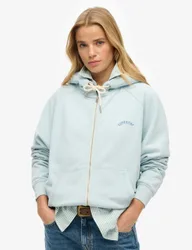 Pure Cotton Oversized Zip Up Hoodie Blue female
