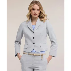 Blazer de mujer slim en tejido mixto de ramio cierre frontal de tres botones