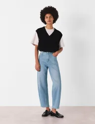 High Waisted Barrel Ankle Grazer Jeans Light Blue female
