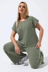 Stripe T-Shirt - Olive - Size: 18