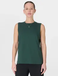 Essential Cotton Rich Crew Neck Vest Top Dark Green female