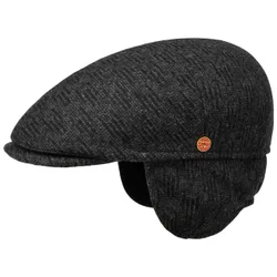 Sidney Wool Ear Flaps Flat Cap by - anthracite - Size: M (56-57 cm)