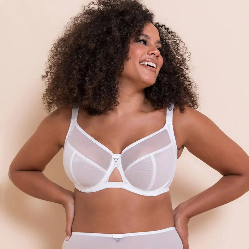 Women's Victory Side Support Balcony Bra Wired Lingerie in White Size: 42E - White - Size: 42E - Curvy Kate - FashionsVida