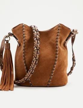 Bolso saco de piel con trenzado - Lloyd's - FashionsVida