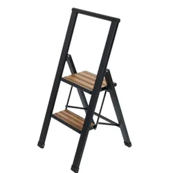 Alu-Design Klapptrittleiter 2-stufig Schwarz