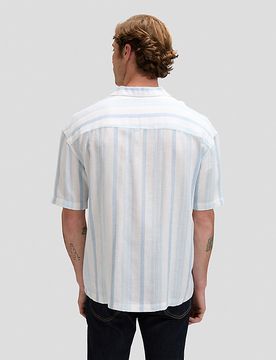 Relaxed Lightweight Resort Shirt Beau Blue Stripe Größe L male