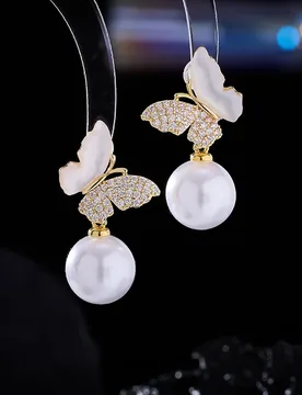 New Natural Shell Butterfly Pearl for Women S925 Silver Needle Niche Design High-end Super Fairy Temperament Earrings - Aliexpress - FashionsVida
