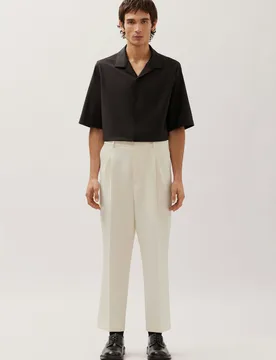 Chino Cropped mit Bundfalten Ecru 52 - Seidensticker - FashionsVida