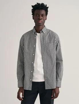 Camicia A Maniche Lunghe Reg Gingham Black XL