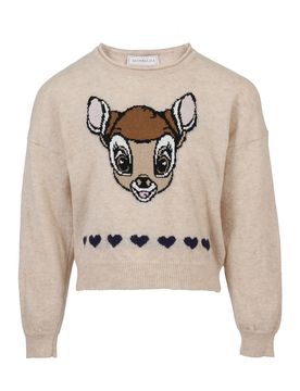 Maglione con cerbiatto intarsiato