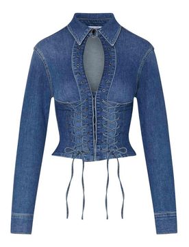 Camicia In Denim Con Stringhe