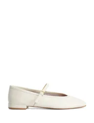 Suede Square Toe Mary Jane Ballet Pumps Ecru female