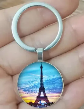 Romantic Paris Eiffel Tower Keychain Art Ladies Roaming Painting Design Keychain - Aliexpress - FashionsVida