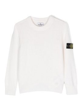 Maglione girocollo a maglia aperta Celeste