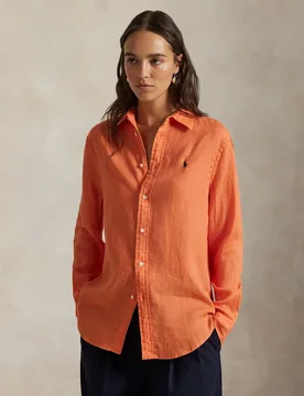 Camisa de mujer de lino de manga larga - Polo Ralph Lauren - FashionsVida