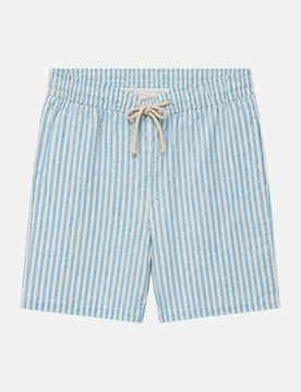 Regular-Fit Badeshorts aus Leinen Blau L
