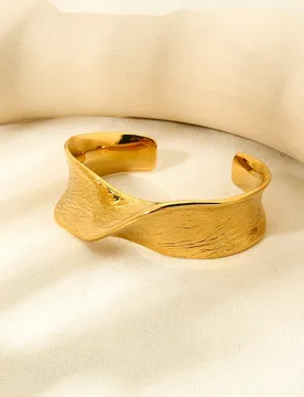 K Gold Plated Stainless Steel Exaggerated Bangle Bracelets Irregular Bangle Wide Bracelet Cuff Bangles for Women - Aliexpress - FashionsVida
