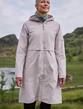 Hilltop Womens Extra Long Waterproof Jacket - Beige - Beige - Size: 24 - Mountain Warehouse - FashionsVida