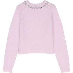 Jersey de mujer desmontable con perlas, pedrería y alpaca