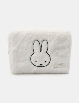 Beauty case in pelliccia con ricamo Miffy - bianco