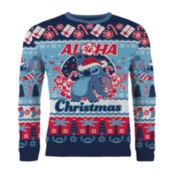 Pull De Noël Stitch Aloha Christmas Blue / Red L unisex