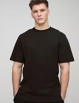 Mens Tall Regular Fit Basic Crew Neck T-Shirt - Black Cotton - Size Large - boohooMAN - FashionsVida