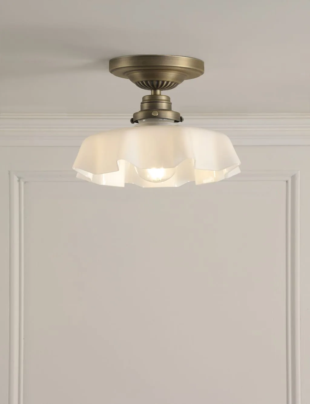 Banham Glass Semi Flush Ceiling Light Antique Brass - Laura Ashley - FashionsVida