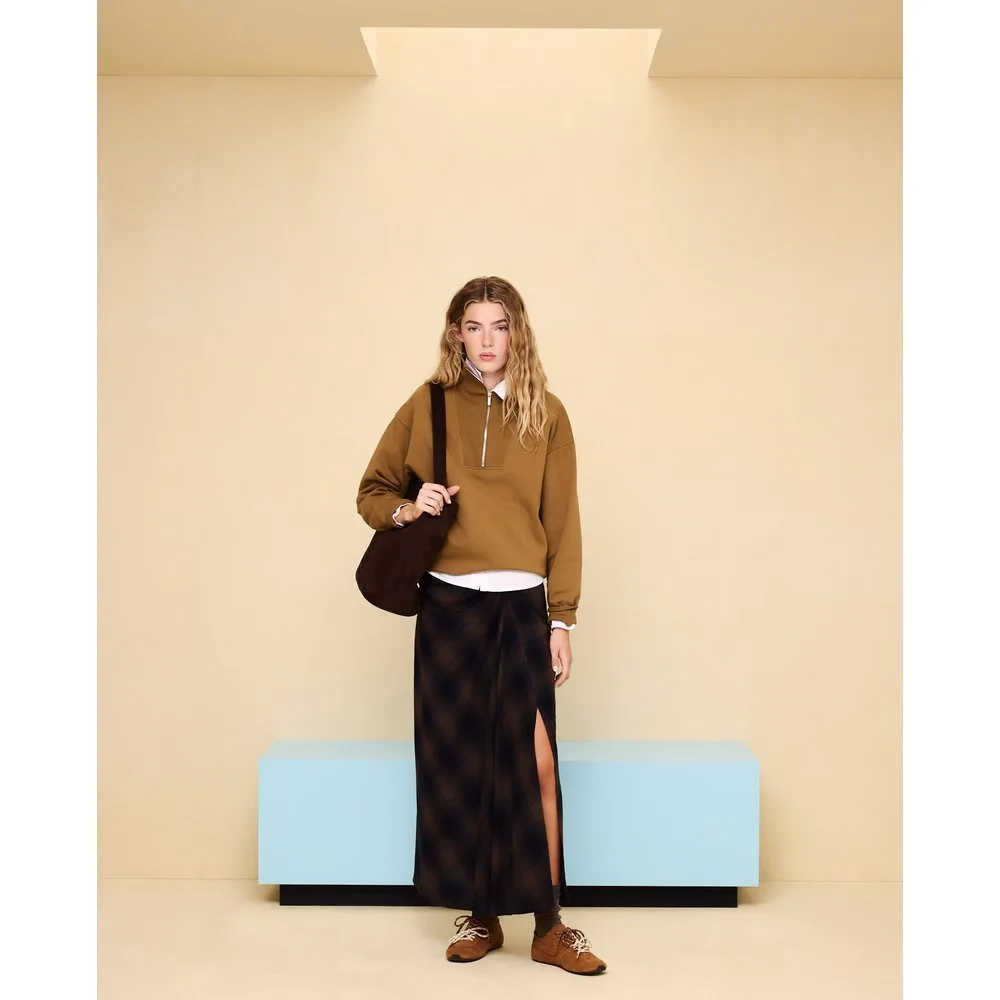 Falda midi cuadro drapeada - Easy Wear - FashionsVida