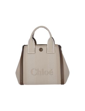 Chloé Light Natural Cotton Tote Bag with Calf Leather Details