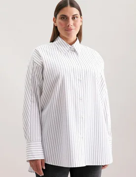Oversized Hemdbluse mit tiefer Passe Weiß 48 - Seidensticker.com - FashionsVida