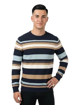 Maglione 1038200 Striped Knit Navy Knitted Multi Stripe L
