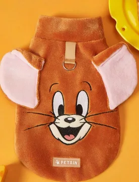 Pieza Abrigo sin mangas acolchado con bordado de ratón marrón, con hebilla antideslizante para gatos y perros. Ideal para mantener el calor en inter - Shein - FashionsVida